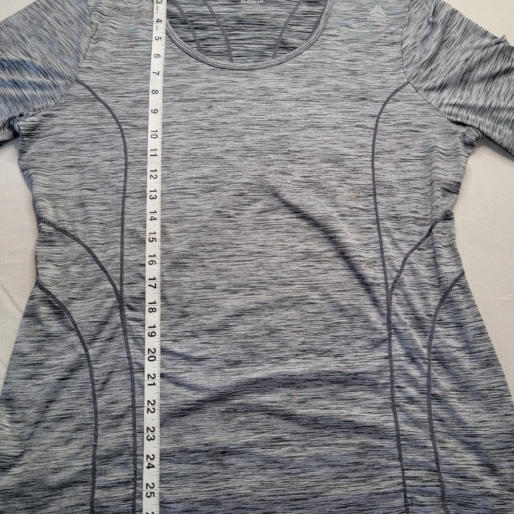 Reebok Athletic Top Heathered Gray Long Sleeve Scoop Neck Thumb Holes XL - Picture 9 of 12